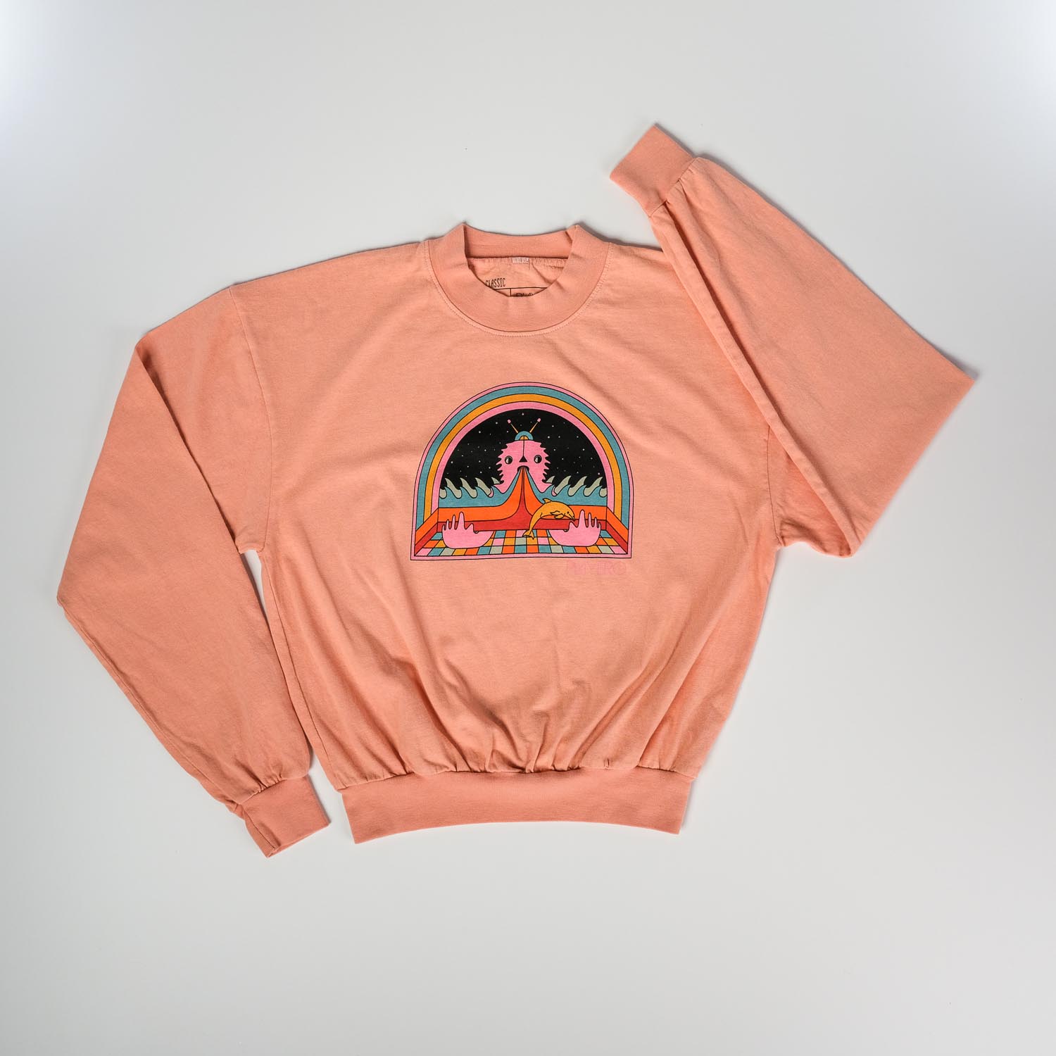 Alien Waves Womens Long Sleeve Mid  Peach