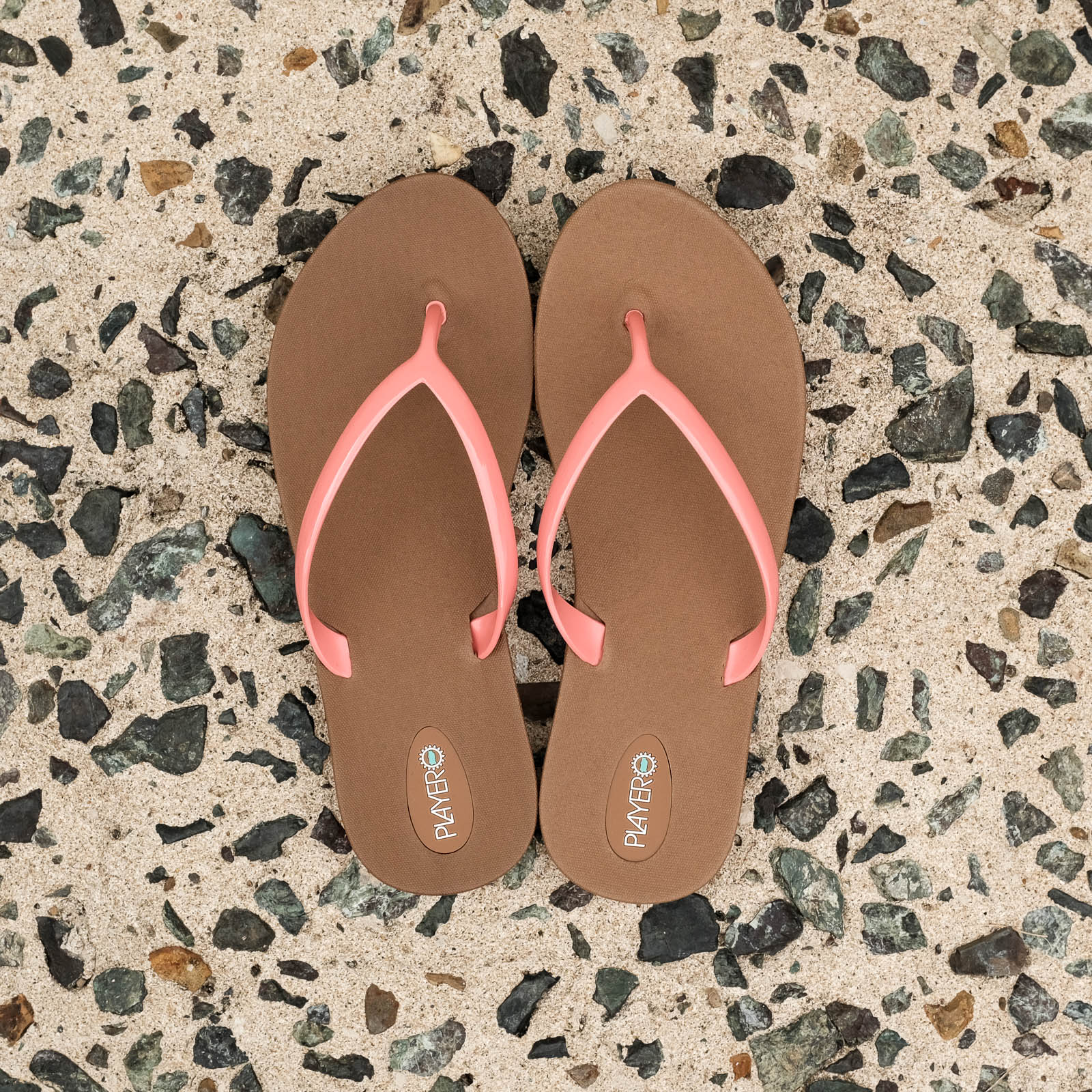 Bonbon Womens Flip Flop Tan Coral