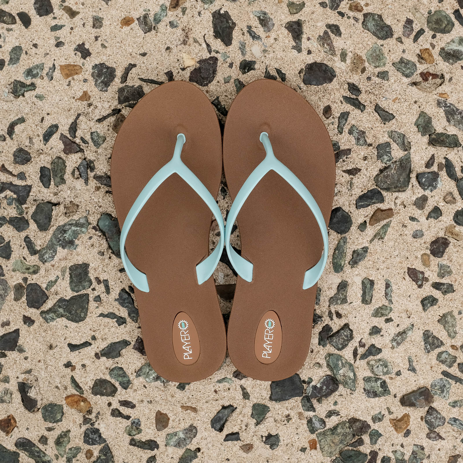 Bonbon Womens Flip Flop Tan Blue