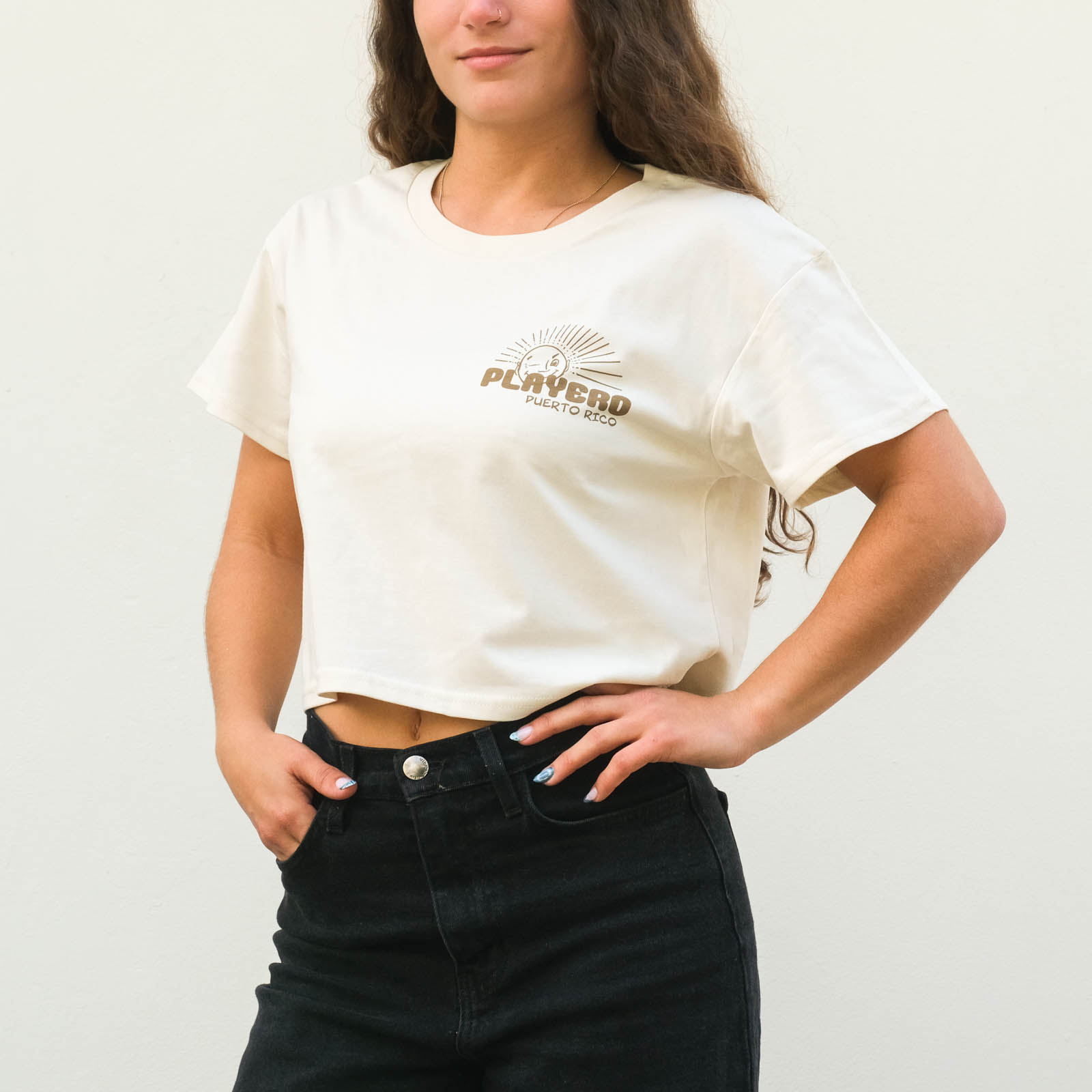 Cafe Con Surf Crop Tee Off-White