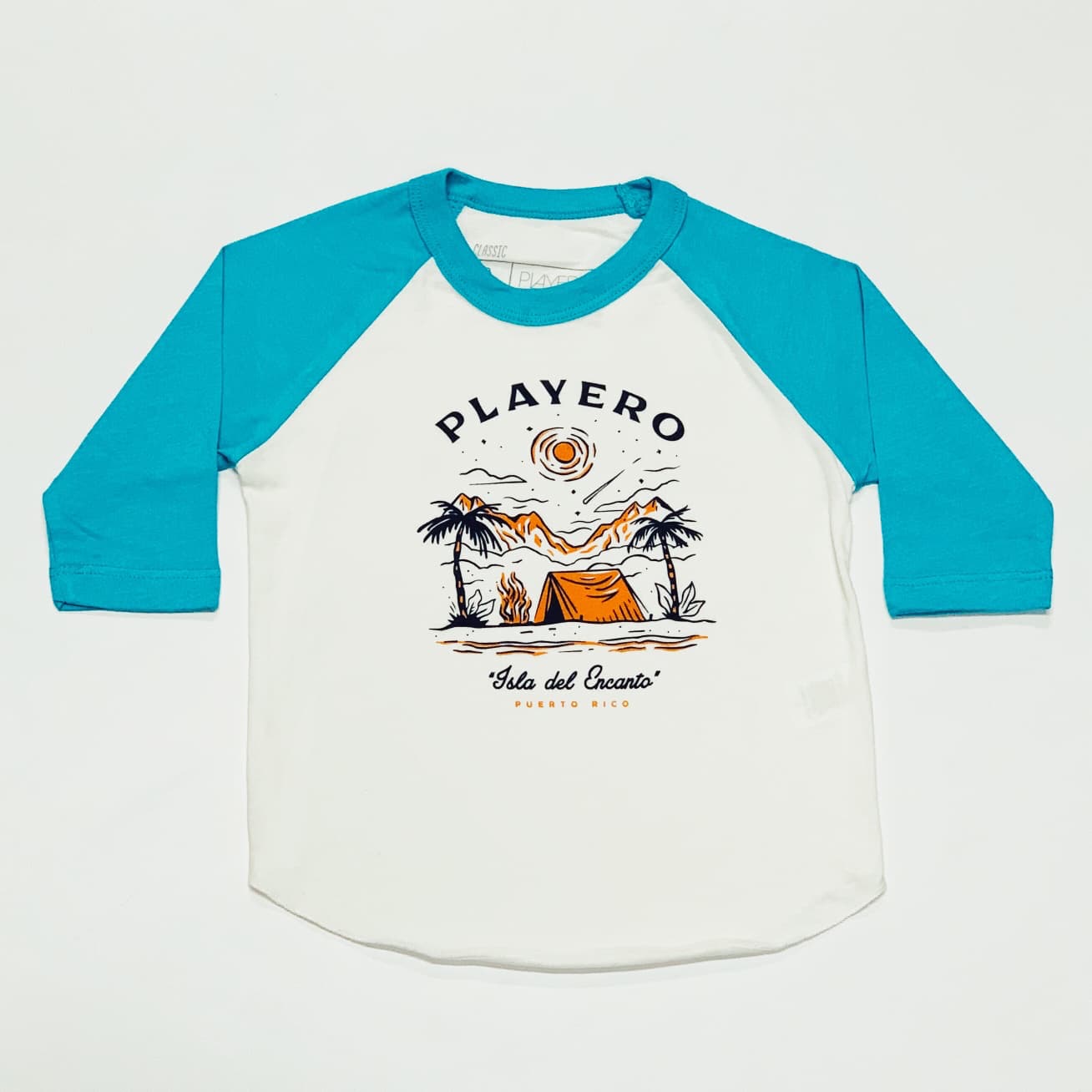Camping Kids Baseball Tee Blue