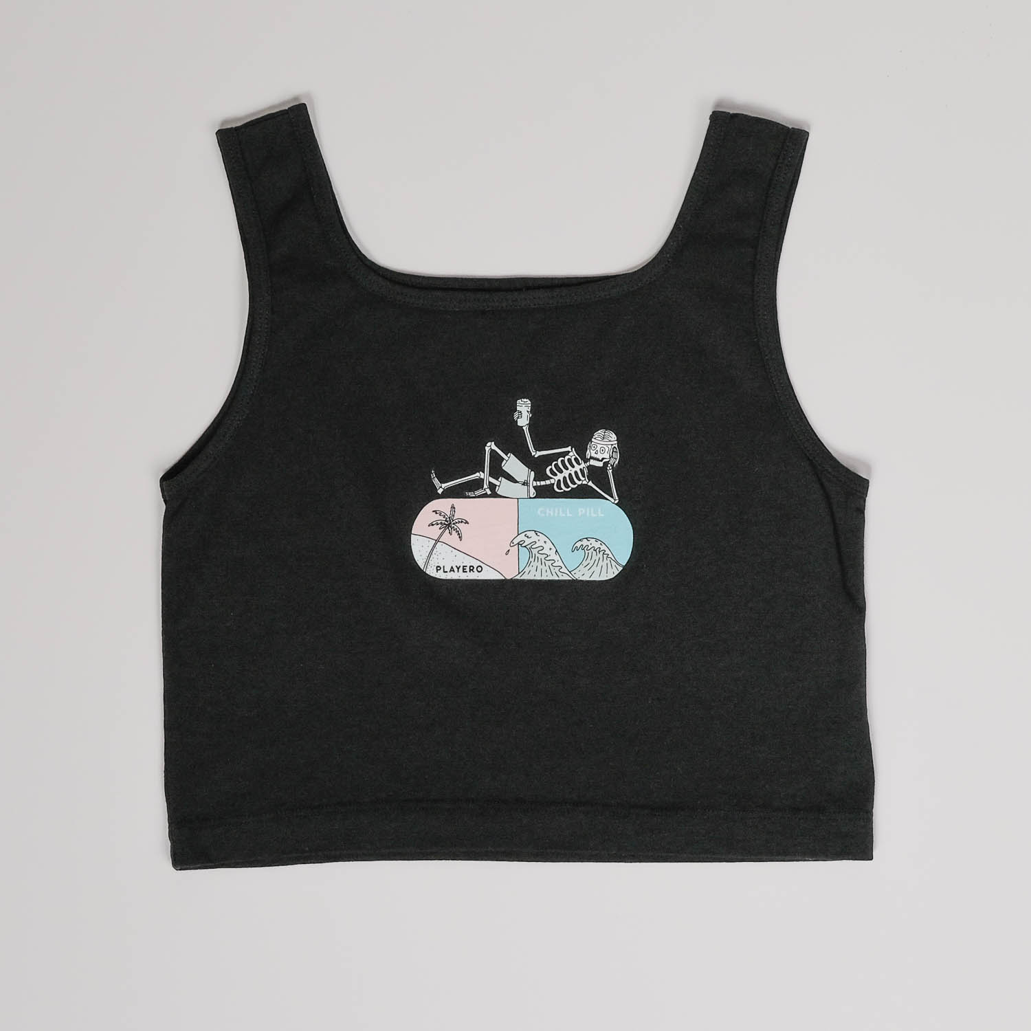 Chill Pill Crop Tank Black