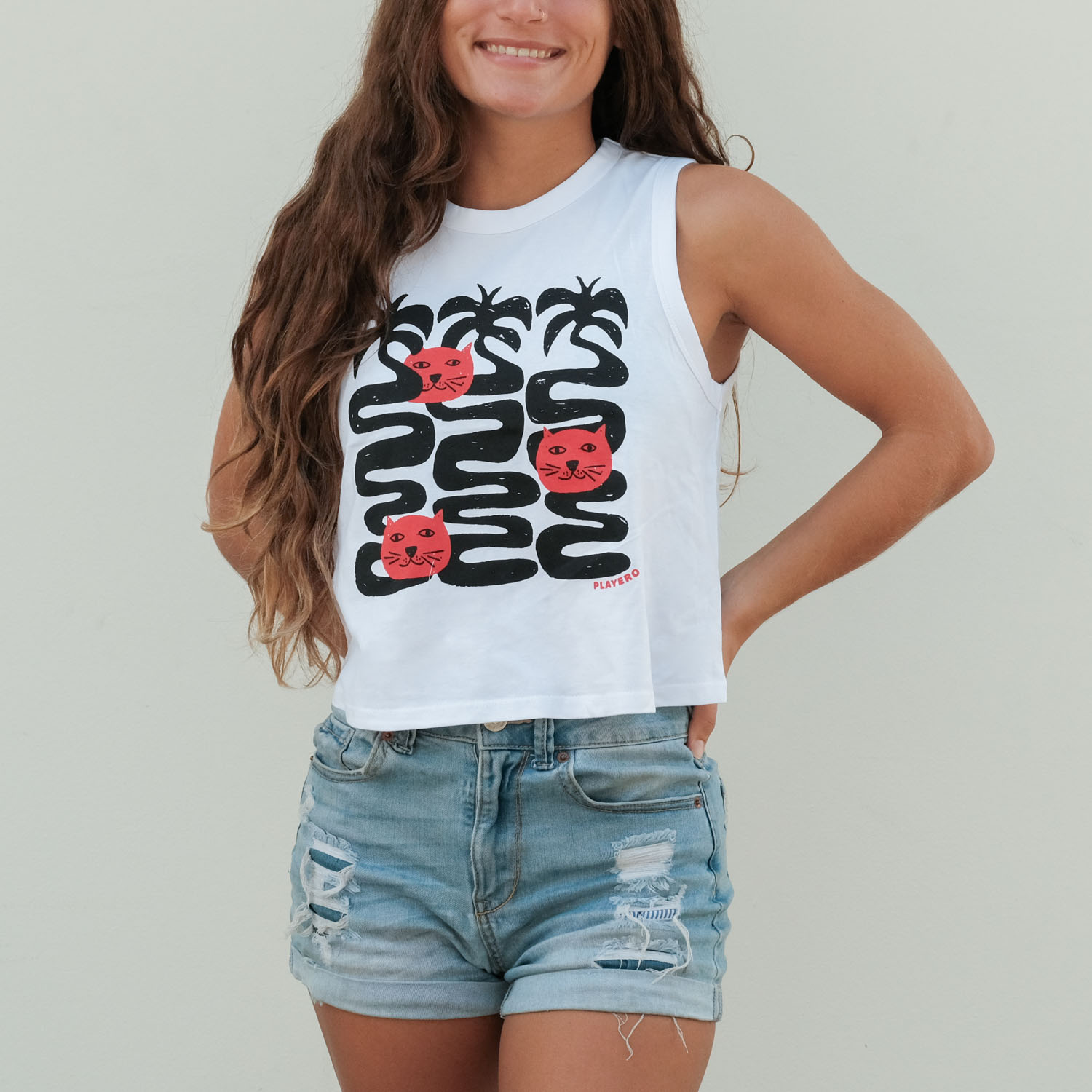Coco Gato Crop Tank White