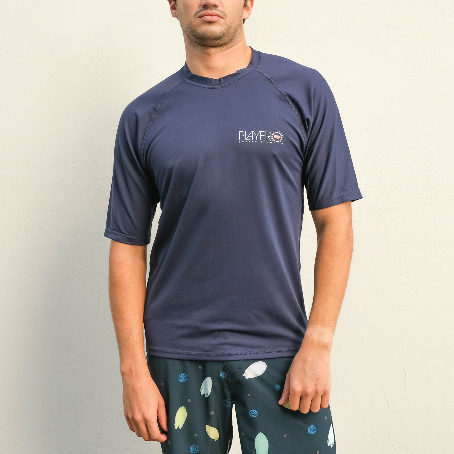 Mens Classic Short Sleeve Beach Shirt Navy Blue