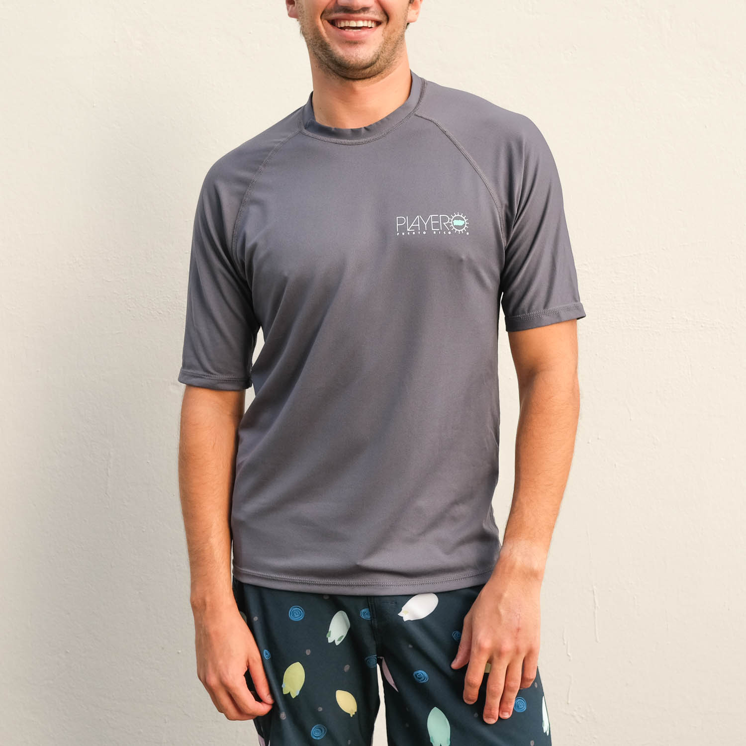 Mens Classic Short Sleeve Beach Shirt Charcoal