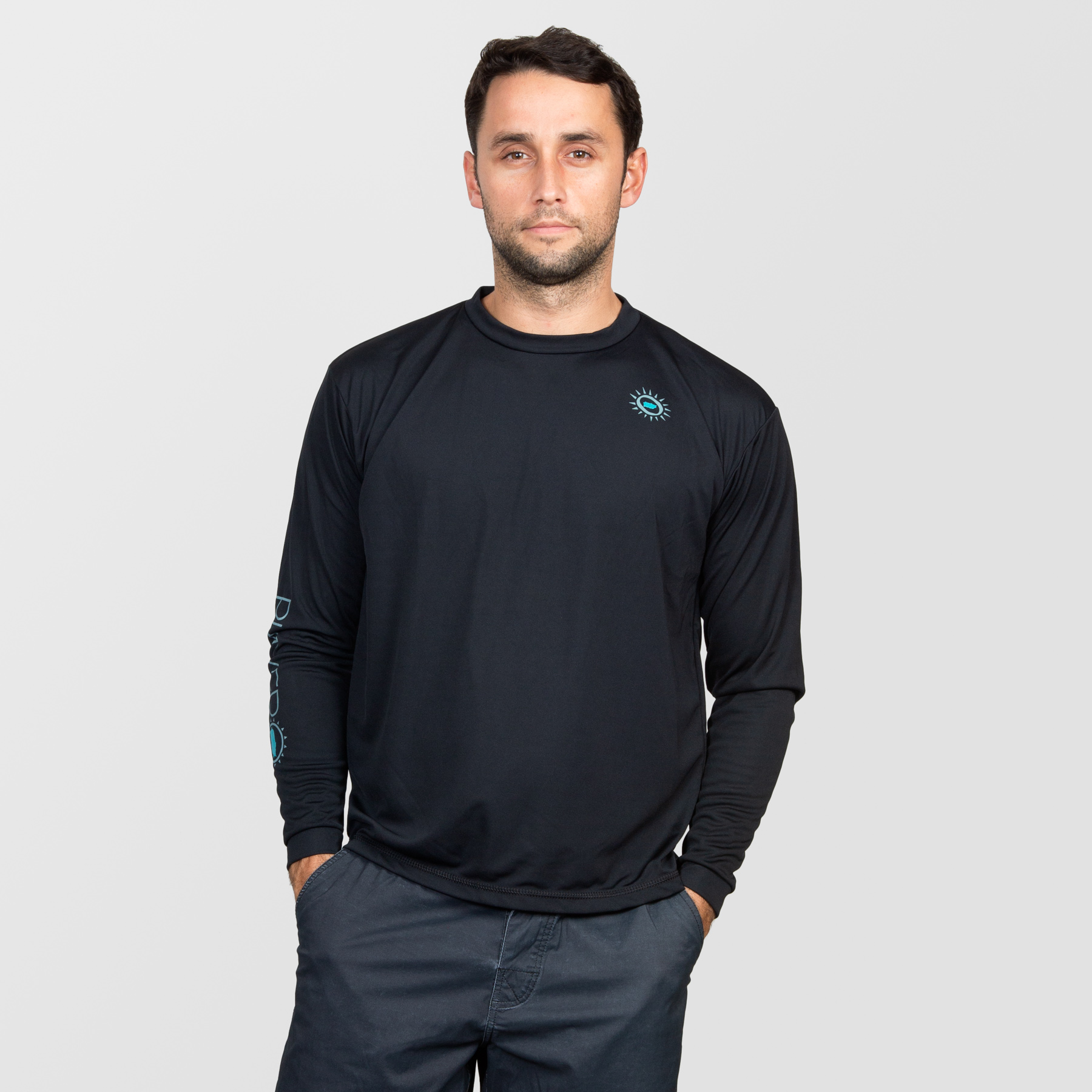 Mens Happy Sun Lightweight Long Sleeve Black