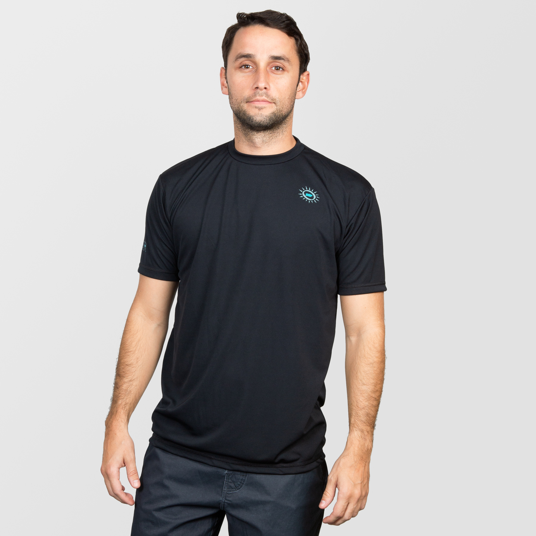Mens Happy Sun Lightweight Short Sleeve Black
