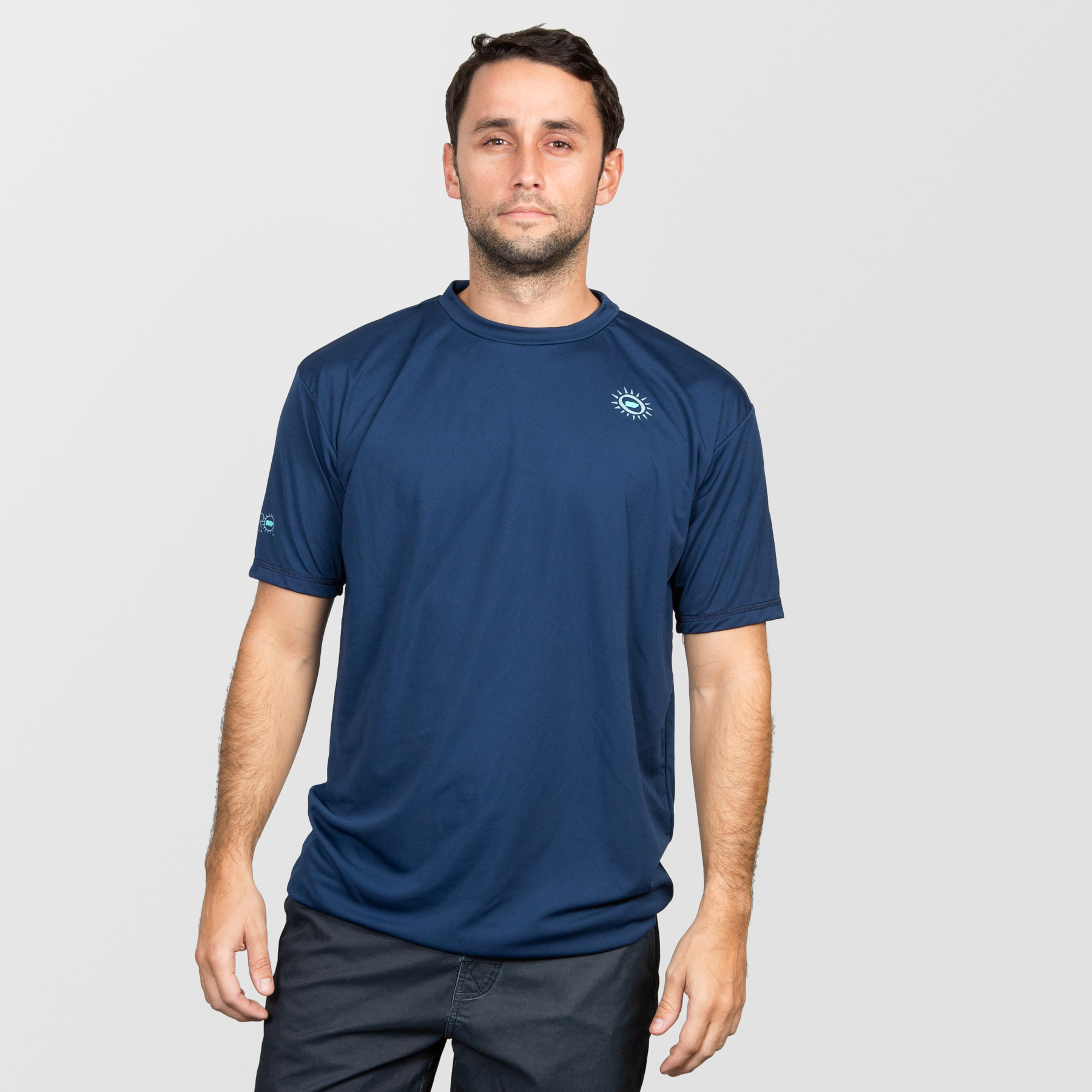 Mens Happy Sun Lightweight Short Sleeve Navy Blue