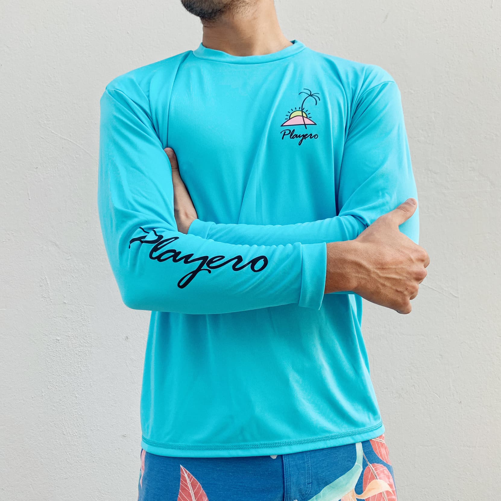 Mens Sun Palm Lightweight Long Sleeve Blue