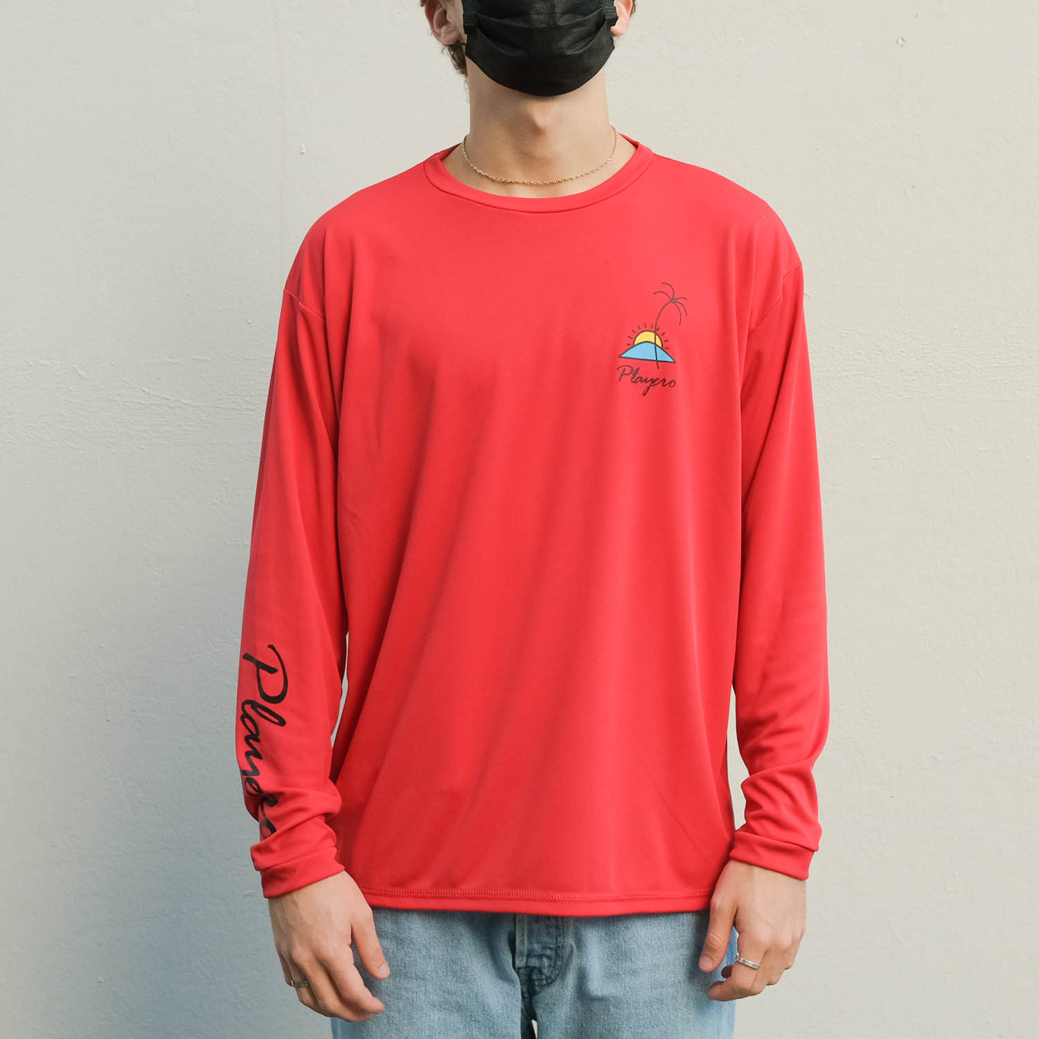 Mens Sun Palm Lightweight Long Sleeve Red