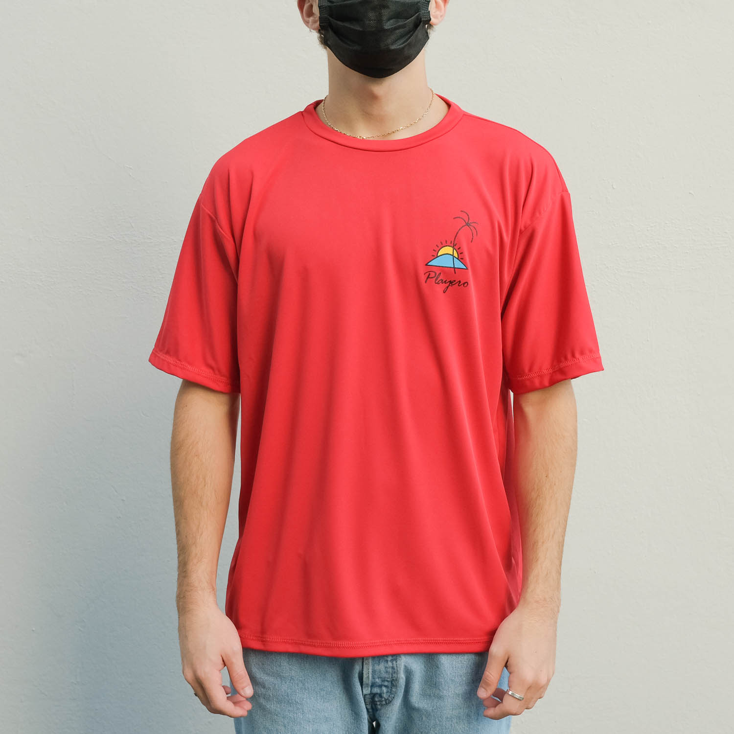 Mens Sun Palm Lightweight Short Sleeve Red