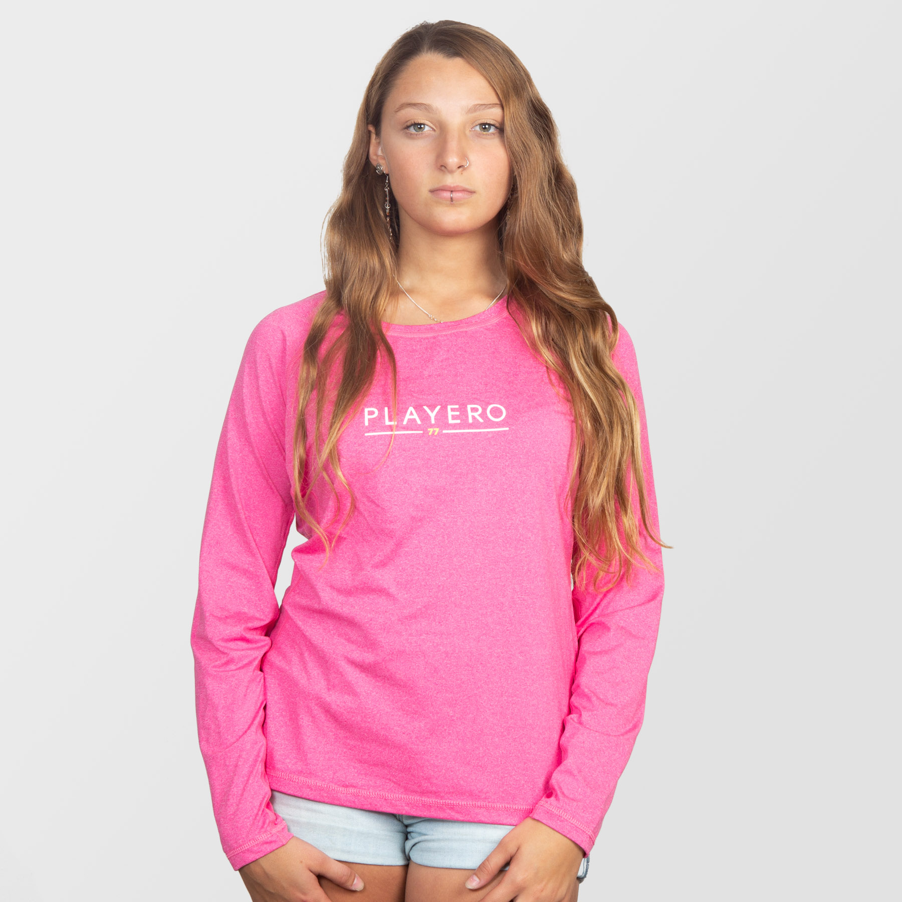 Womens LG77 Loose Fitting Rashguard Hot Pink