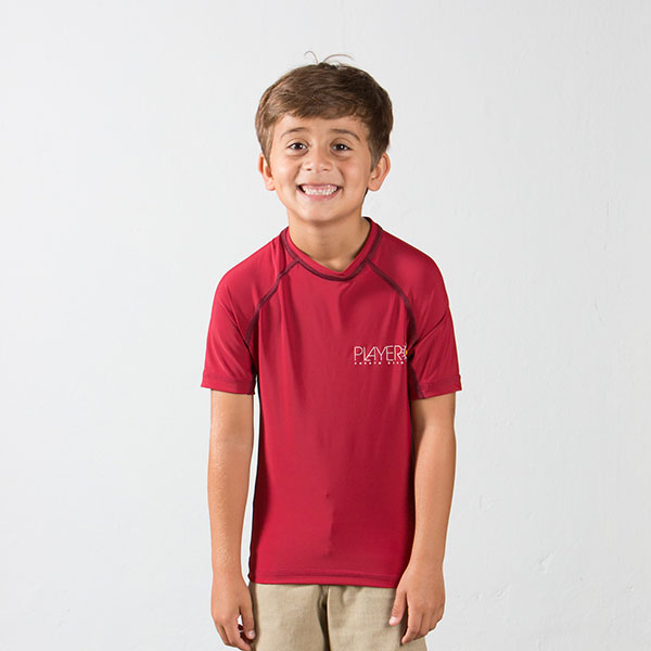 Boys Short Sleeve Rashguard Dark Red