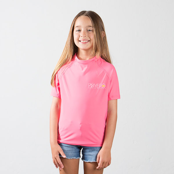 Girls Short Sleeve Rashguard Coral