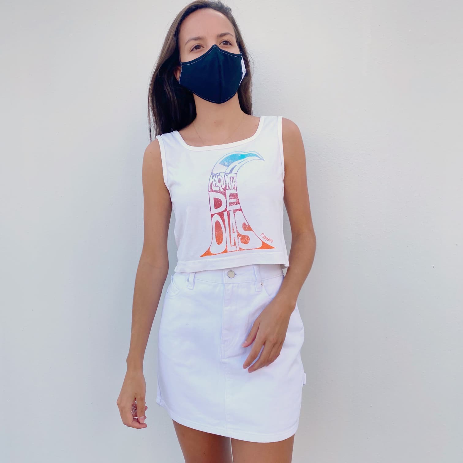 La Maquina Womens Crop Tank White