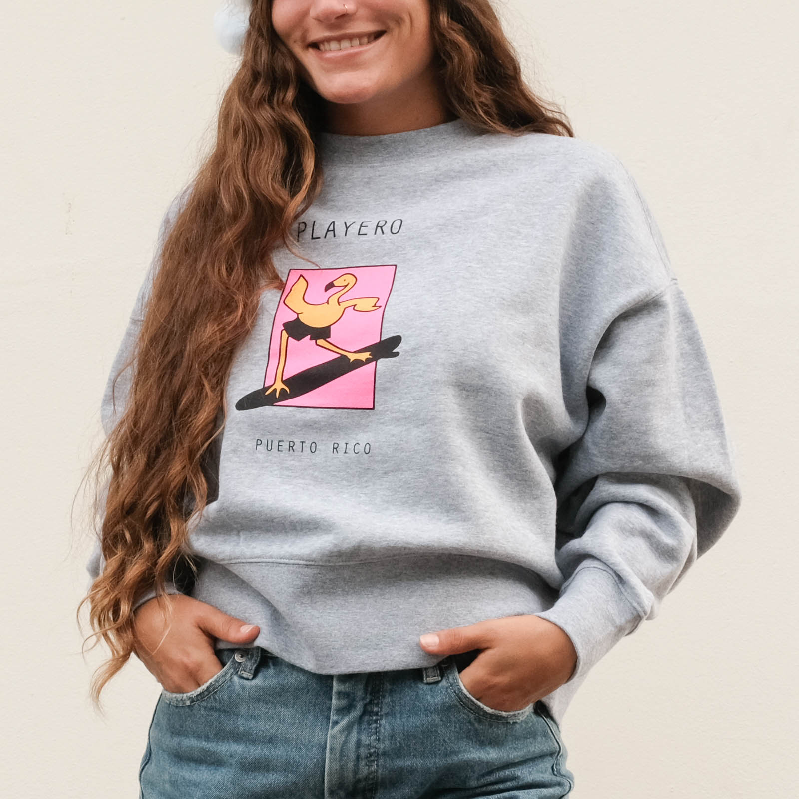 Flamingo Womens Mid Crew Neck Heather Grey