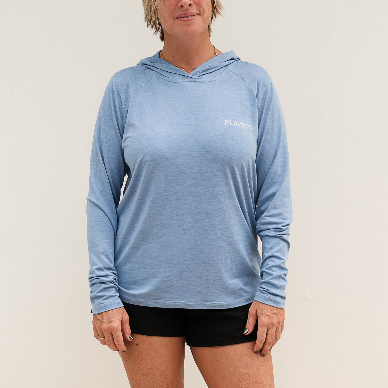 Heat Wave Womens Performance Hoodie Blue
