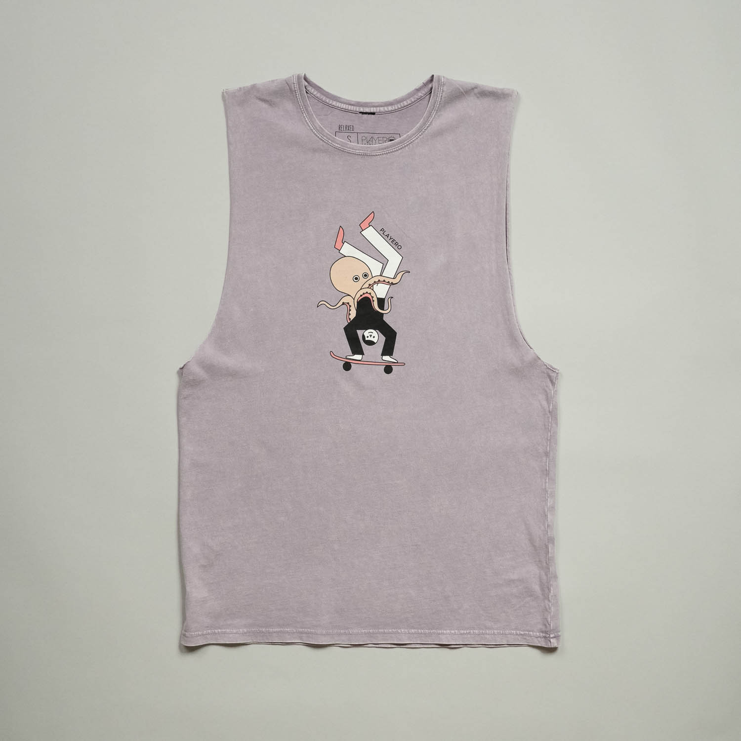 Octopussy Mens Acid Wash Muscle Tee Orchid