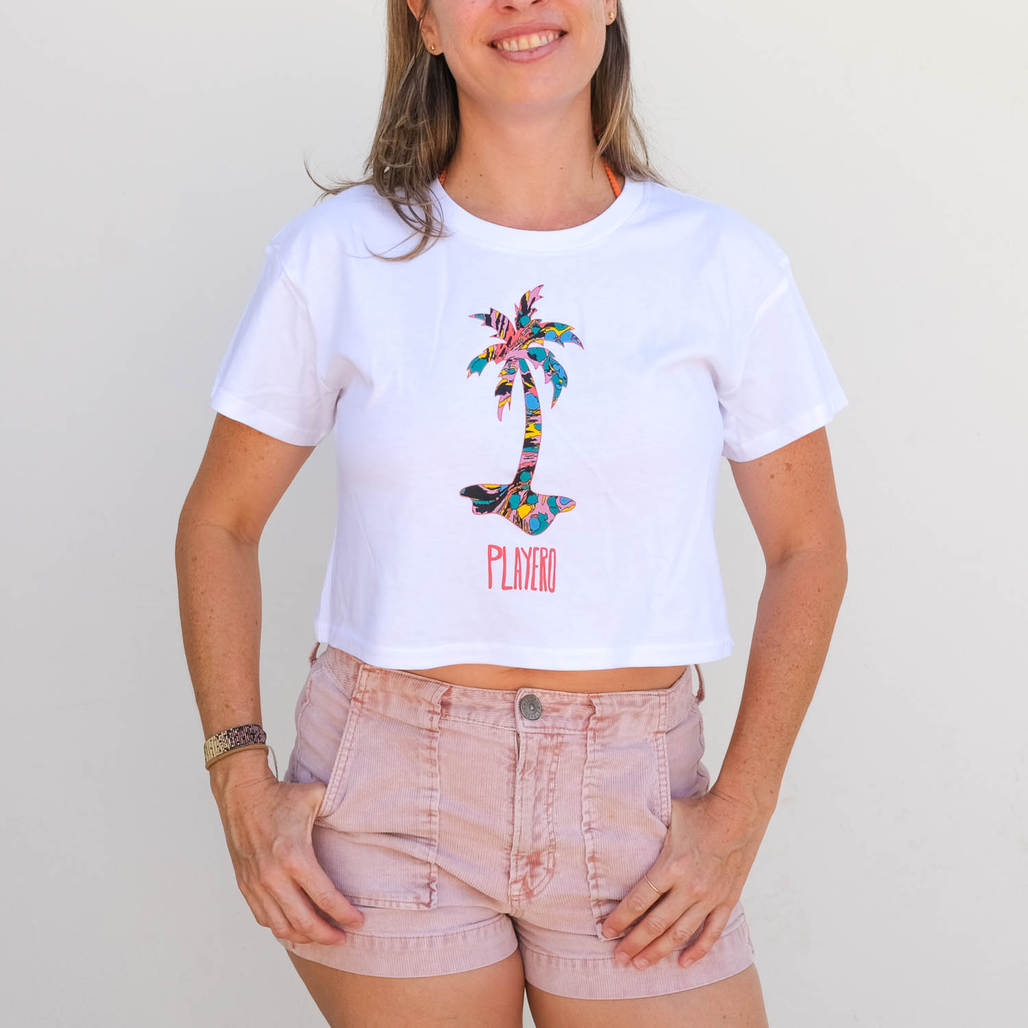 Palma Womens Crop Tee White