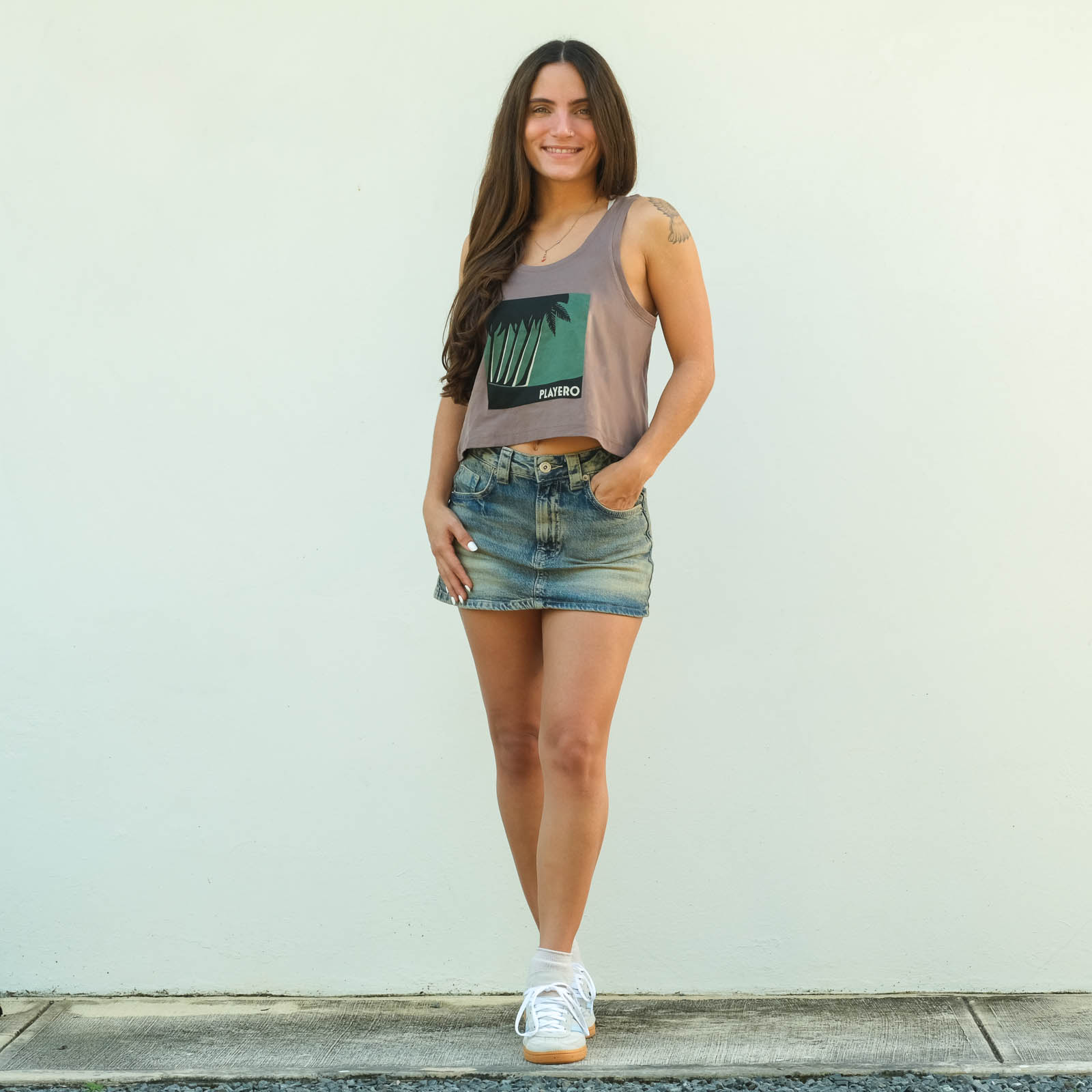  Palmera Crop Singlet Brown