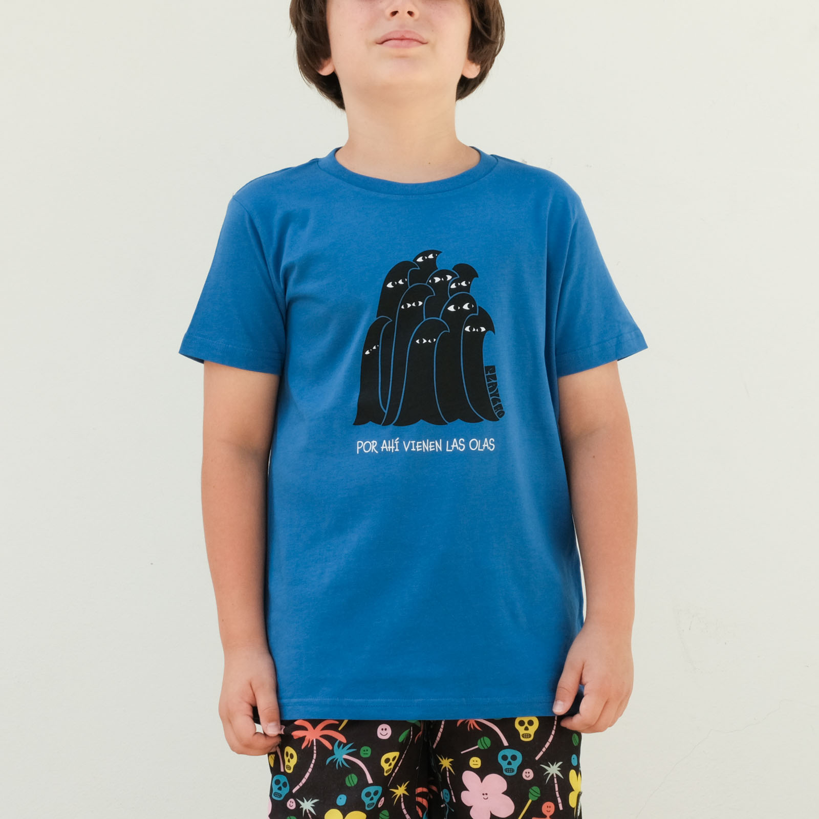 Por Ahi Vienen Las Olas Kids Tee Royal Blue