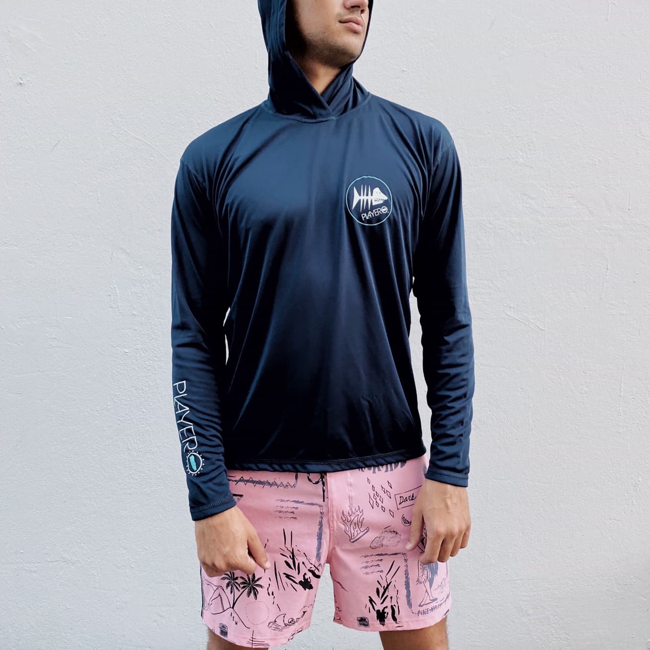 Mens Esqueleto Performance Hoodie Navy Blue