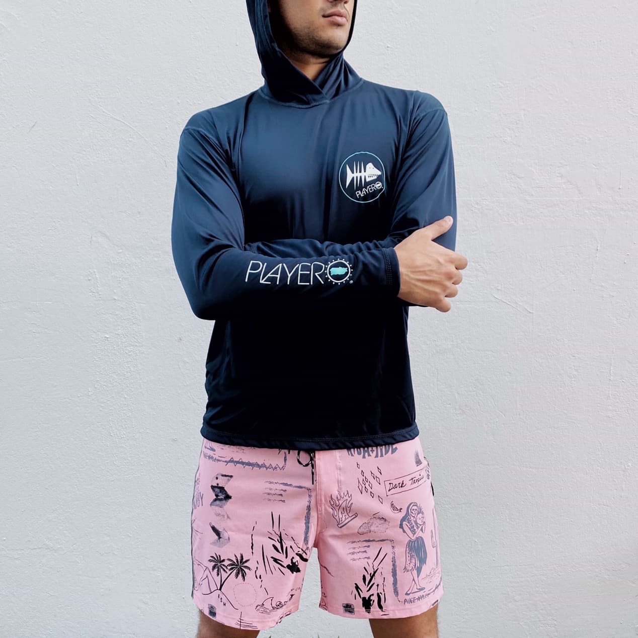 Mens Esqueleto Performance Hoodie Navy Blue
