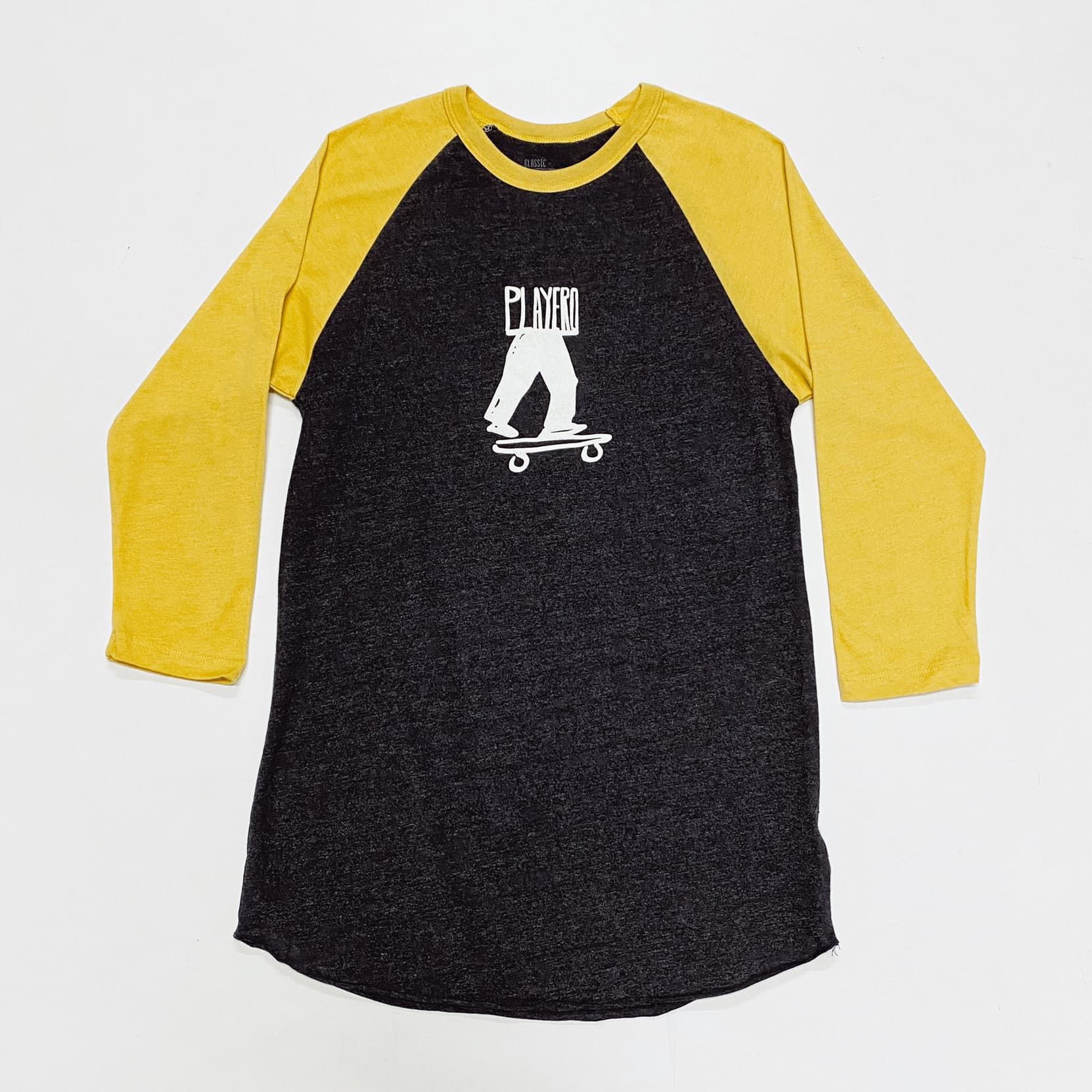 Skater Mens Baseball Tee Yellow