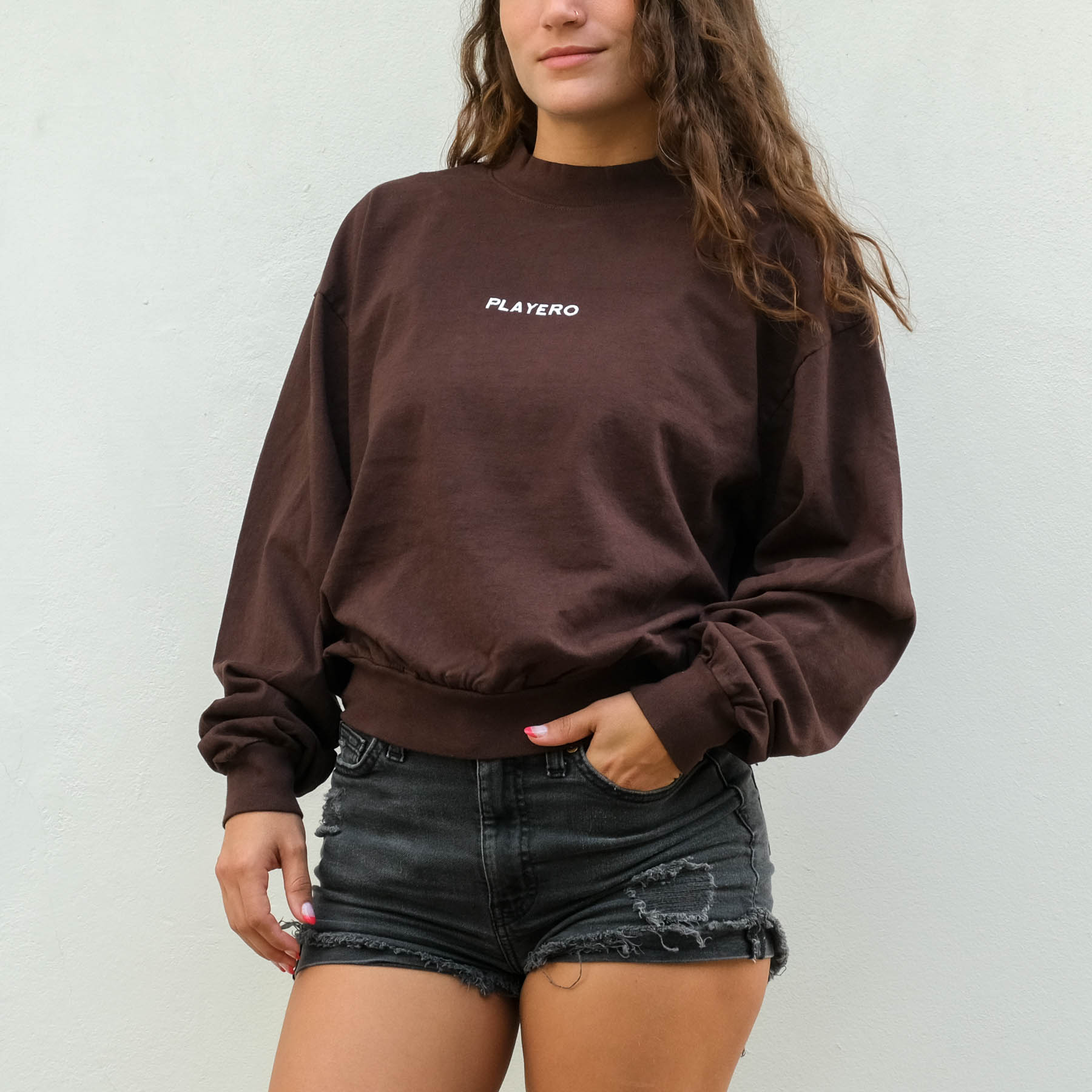 Warble Womens Mock Long Sleeve Brown