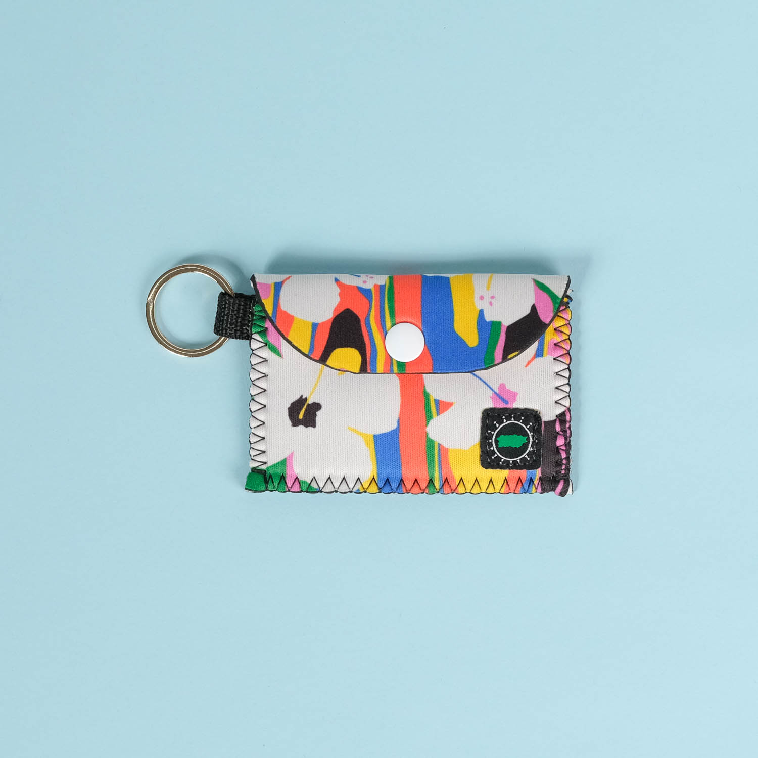 Warflower Neoprene Snap Wallet Black